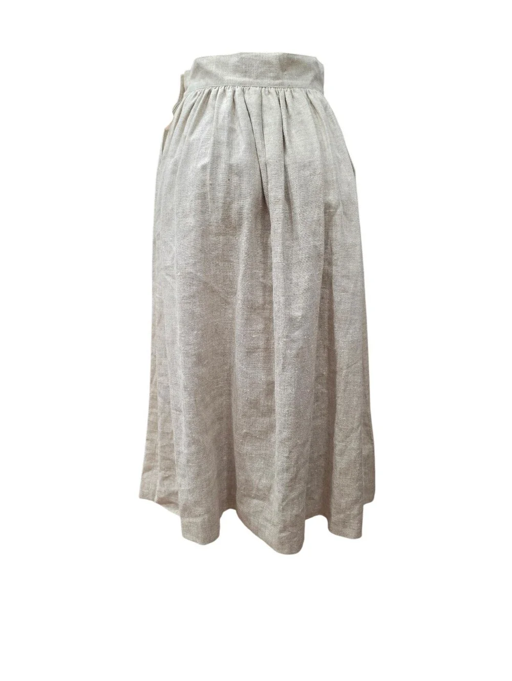 Vintage The Talbots 100% Linen Midi Skirt Womens Size 8 Beige Pleated USA Made